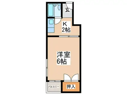 ジュネスシャトー1号館(1K/4階)の間取り写真