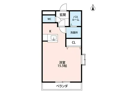 ベラカーサ2(ワンルーム/3階)の間取り写真