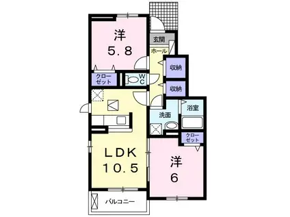レクイアーレ72 D(2LDK/1階)の間取り写真