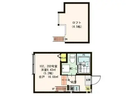 AKUSTOT(ワンルーム/1階)の間取り写真