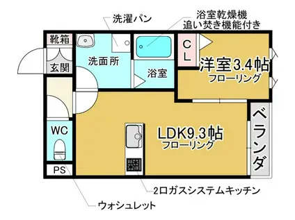 AGRE石橋(1LDK/3階)の間取り写真