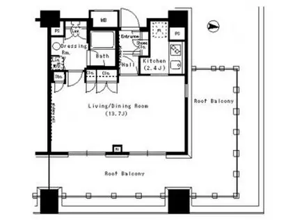 パークアクシス浜松町(1K/11階)の間取り写真