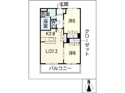 プリマヴェーラII(2LDK/1階)の間取り写真