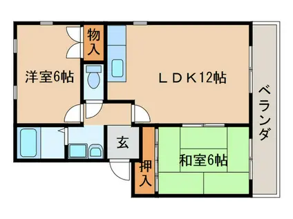 テラス高野II(2LDK/1階)の間取り写真