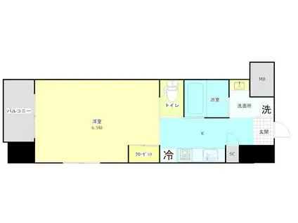 アミュゼ城野(1K/9階)の間取り写真
