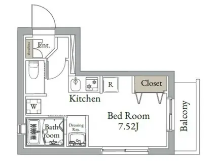 ヴィンテージCITY月島(ワンルーム/3階)の間取り写真