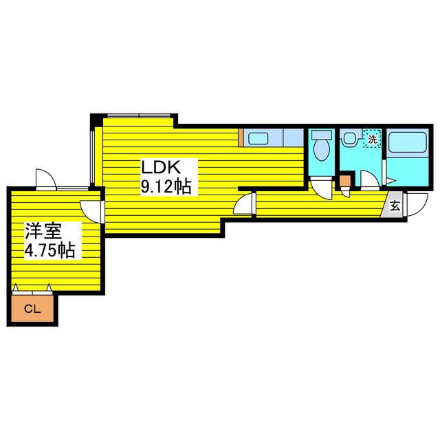 エーグル(1LDK/3階)の間取り写真