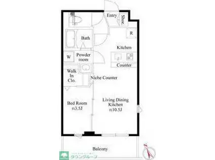 CRESCENT COURT(1LDK/3階)の間取り写真
