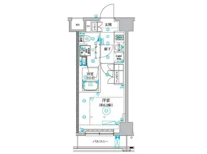 セジョリ横浜睦町(1K/4階)の間取り写真