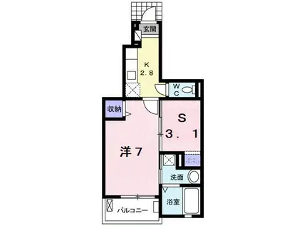 ピュアライヴ V(1SK/1階)の間取り写真