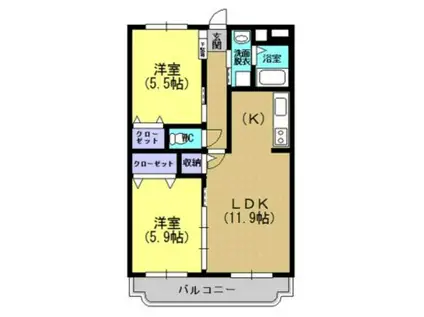 Y&M西高下(2LDK/2階)の間取り写真