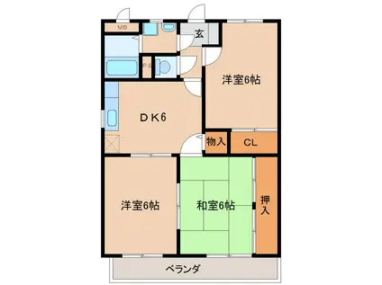 パークコート延岡(3DK/1階)の間取り写真