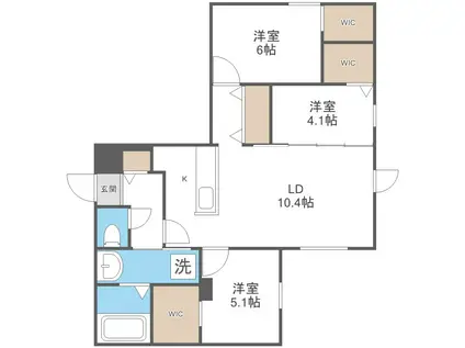 TS COURT ウエスト13(3LDK/1階)の間取り写真