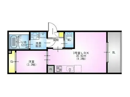 REGALEST N(1LDK/1階)の間取り写真
