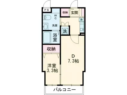 ゴールドライフマンション宇都宮(1DK/4階)の間取り写真