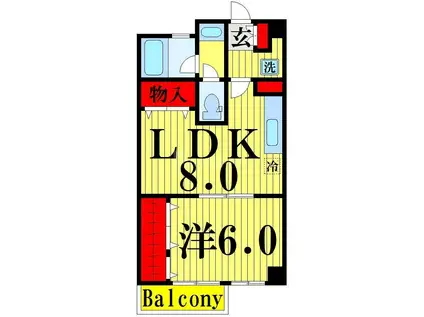 シルバーハイツ(1LDK/4階)の間取り写真