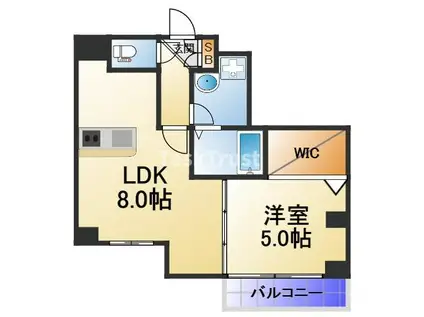 フェブライオ都島本通(1LDK/8階)の間取り写真