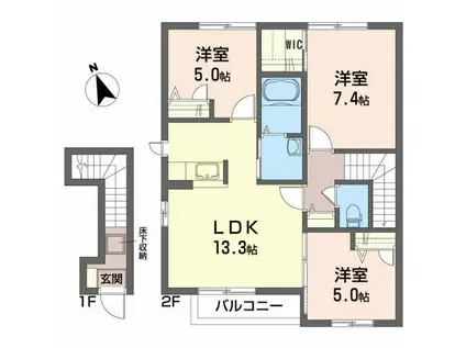 グリスィーヌA(3LDK/2階)の間取り写真