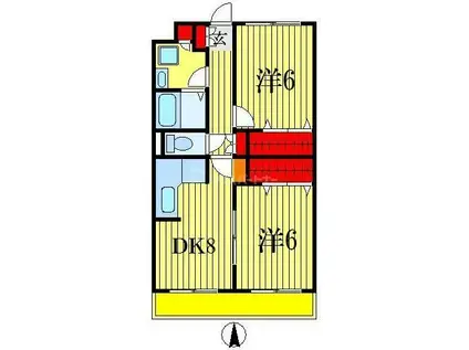 グレースコート法典(2DK/3階)の間取り写真