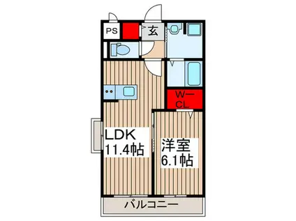つつじ庵(1LDK/2階)の間取り写真