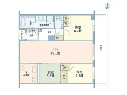 ジオタワー宝塚イースト(3LDK/30階)の間取り写真
