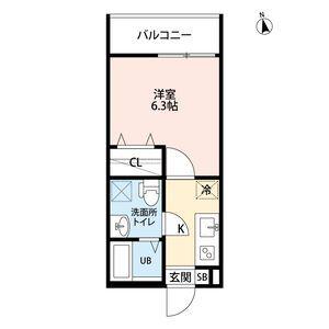 CRASTINE 中島 STA.クラスティー(1K/1階)の間取り写真