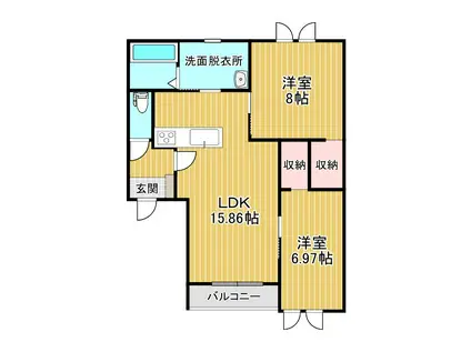 SMART(2LDK/3階)の間取り写真