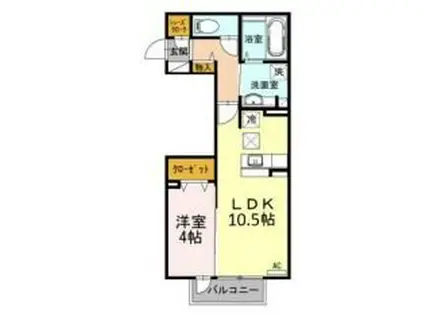 プランドール(1LDK/1階)の間取り写真