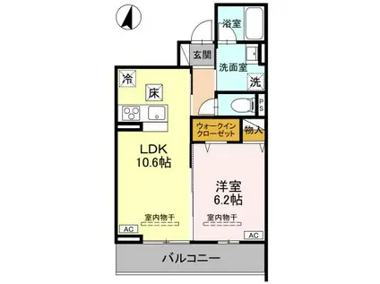 TORISIAS ゆいの杜6丁目 B棟(1LDK/1階)の間取り写真