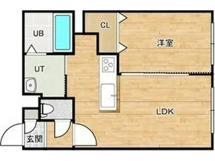 デイズ山鼻(1LDK/4階)の間取り写真
