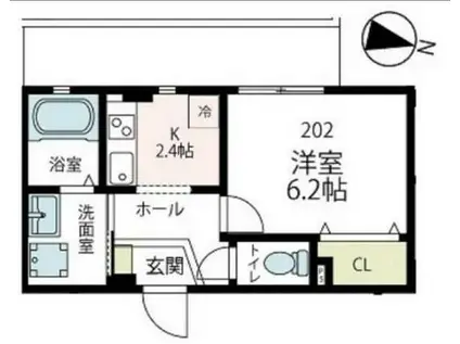 ビエント(1K/2階)の間取り写真