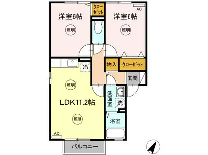 フォレストD(2LDK/2階)の間取り写真