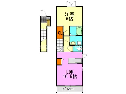 フェリーチェ トレ(1LDK/2階)の間取り写真