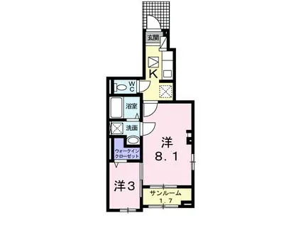 ブラウベルク浦里II(1K/1階)の間取り写真
