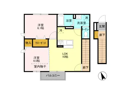 アルヴィータ(2LDK/2階)の間取り写真