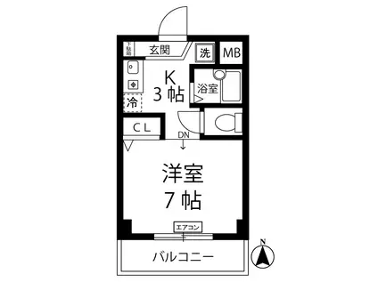 ホワイトエレガンスIII(1K/2階)の間取り写真