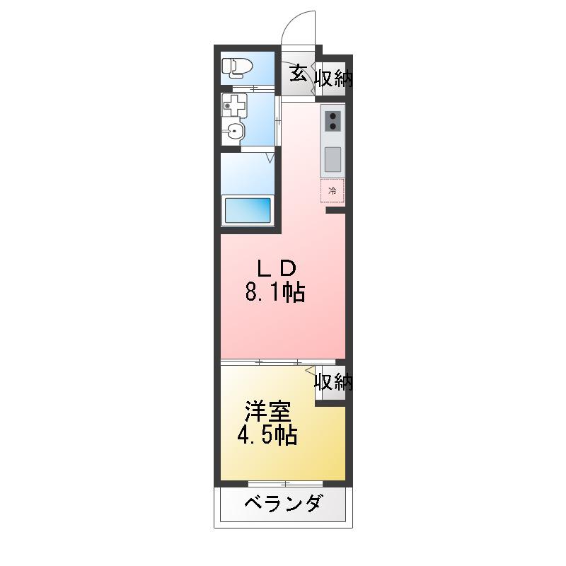 ALIVIS本八幡(1LDK/1階)の間取り写真