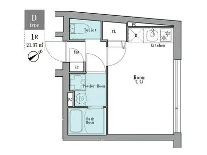 LEGALAND茗荷谷(ワンルーム/4階)の間取り写真