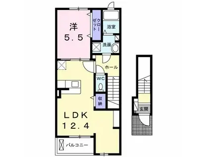 フェリオ(1LDK/2階)の間取り写真