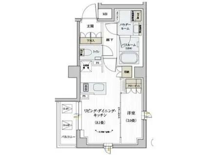 デュオステージ北千住2(1LDK/4階)の間取り写真