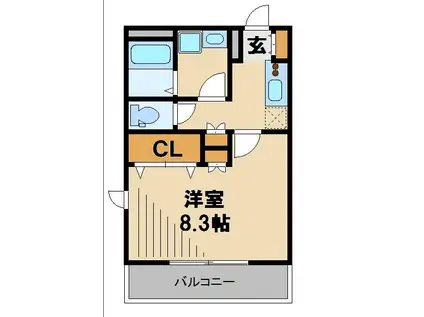 HIROS入間川(1K/2階)の間取り写真