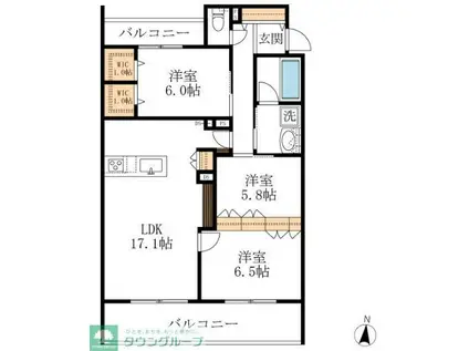 アイグレイス白壁(2LDK/2階)の間取り写真