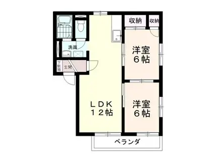 ミッキーハイツA棟(2LDK/2階)の間取り写真