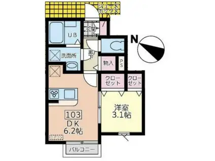 LINK STAGE富沢駅前II(1DK/1階)の間取り写真