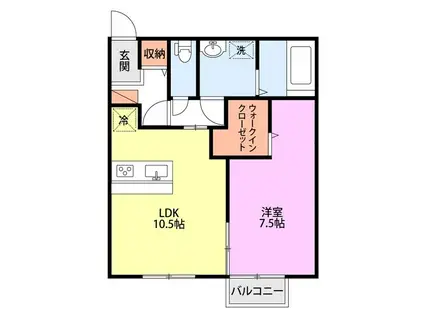 サニーハイム(1LDK/1階)の間取り写真