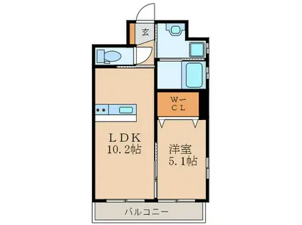 ルミエドール戸畑駅前(1LDK/9階)の間取り写真