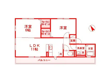 ウィット鶴見(2LDK/2階)の間取り写真