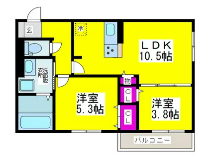 ボヌールコート(2LDK/1階)の間取り写真