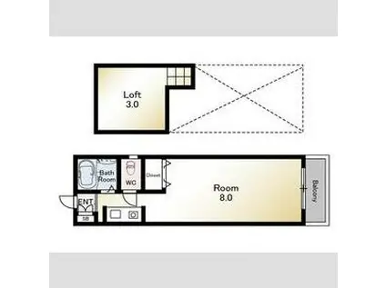 ドコモ南天神(1K/2階)の間取り写真