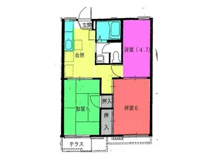 ロジ・カナールB棟(2K/2階)の間取り写真